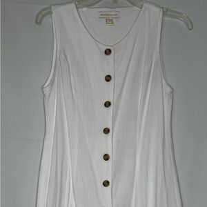 White Sleeveless Button-Down Dress